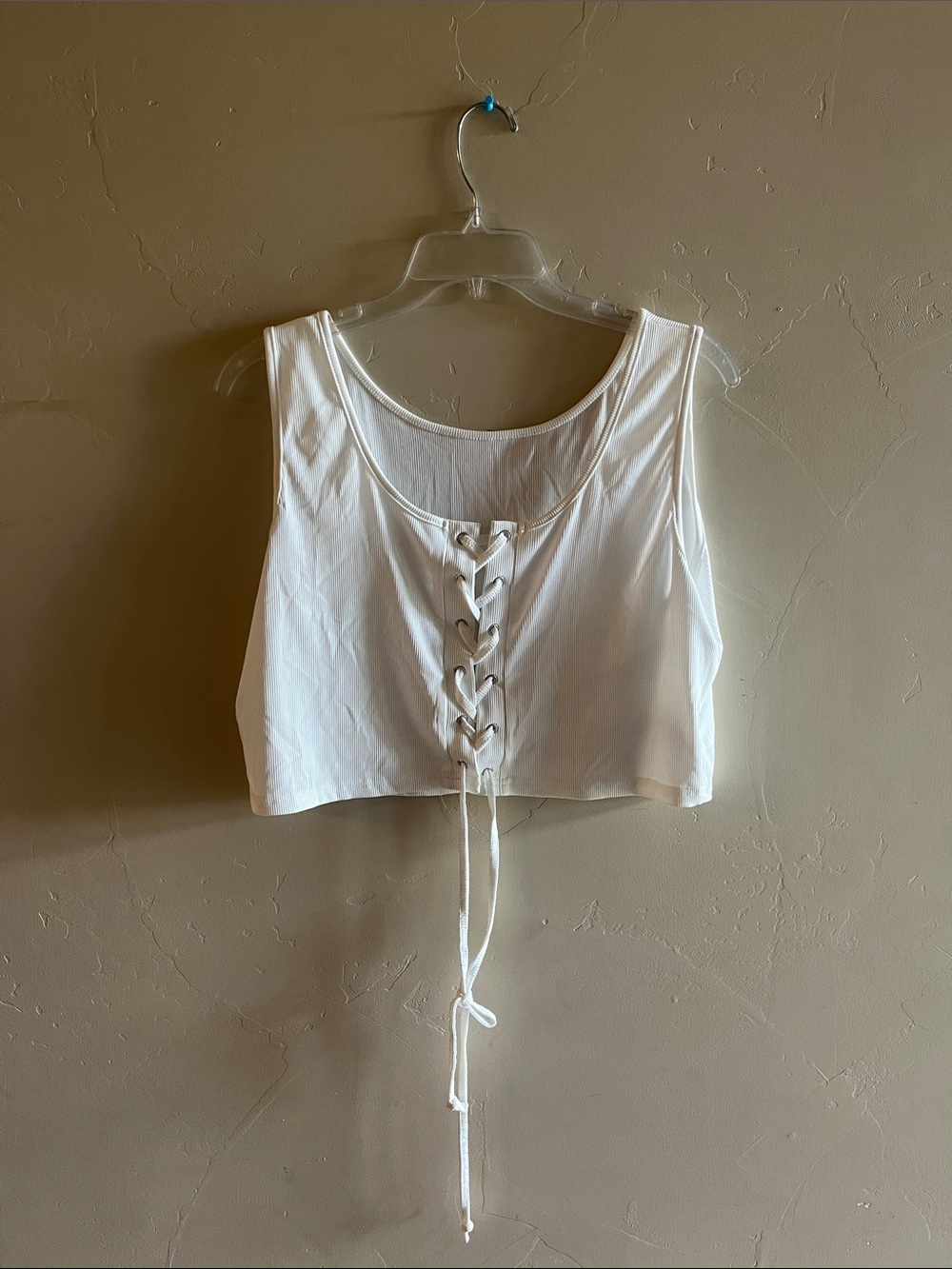 SHEIN White Lace-Up Crop Tank Top